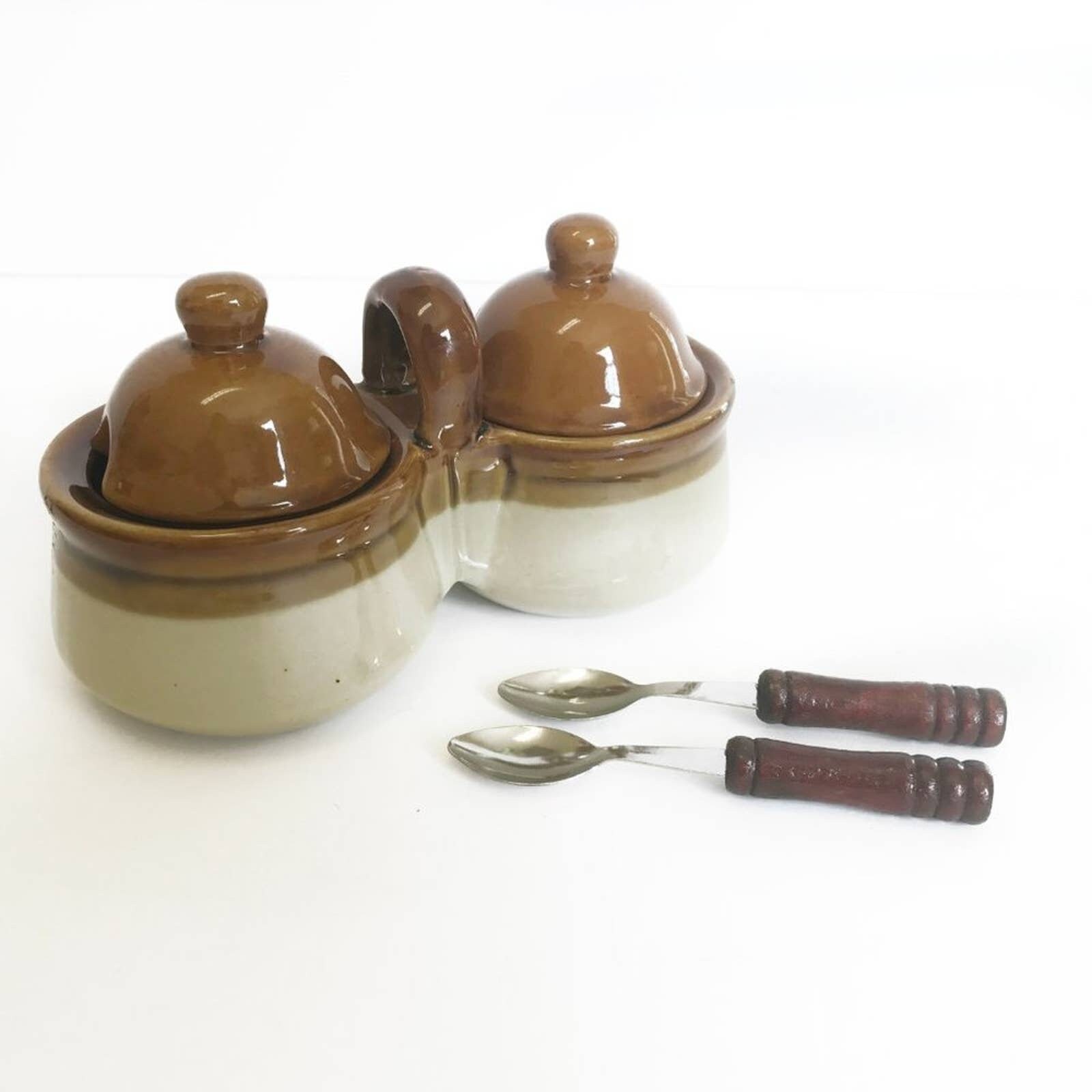 Vintage 70's Stoneware Condiment Jam Compote Server Sugar Etsy