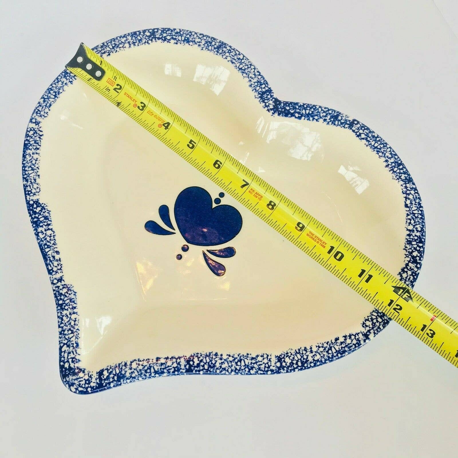 Blue Sponge Heart Shaped Pie Baking Dish Ceramic Stoneware Etsy