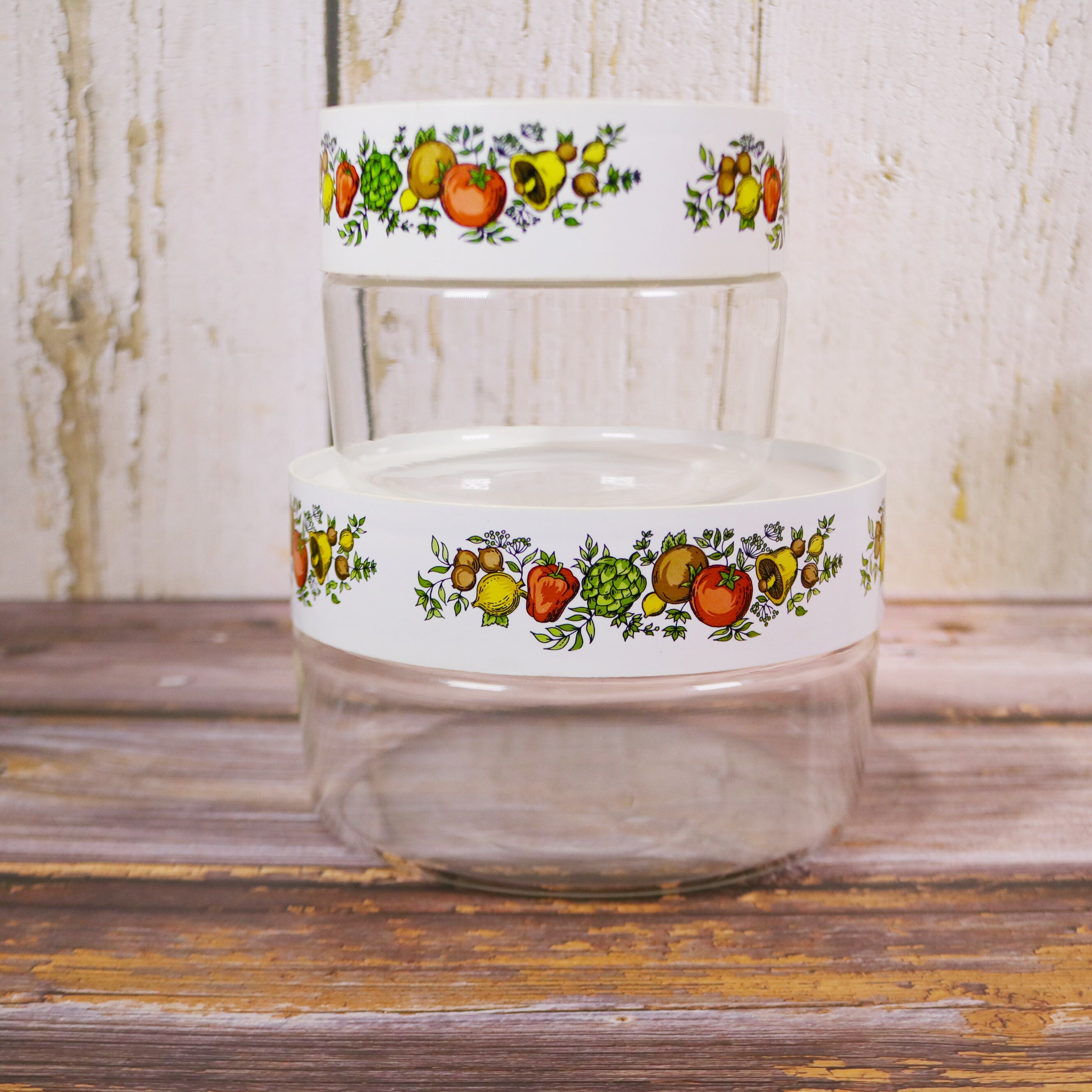 Pyrex Msical Stack PYREX Corning Spice of Life Glass STORE N' SEE Canister Stack Set of 2 ...