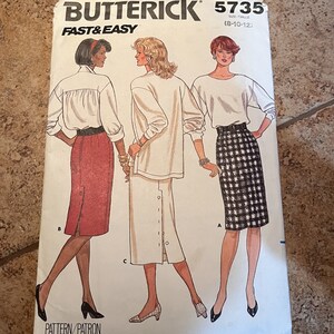 Vintage Butterick 5735 Skirt Pattern 80s 1986 Long Skirt Straight Skirt Sewing Pattern Size 8-10-12 UNCUT