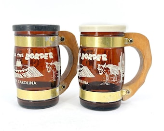 South of The Border Souvenir Glass Salt Pepper Shaker Set Amber Vintage