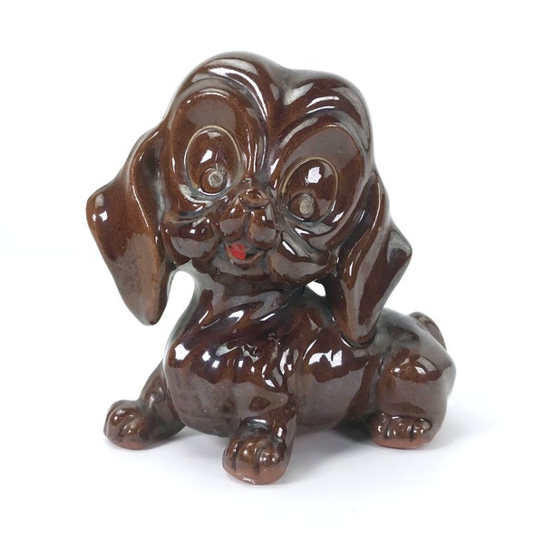 Vintage Redware Dog Figurine JAPAN MCM Mid Century 70's