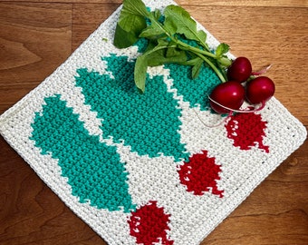 Crocheted pot holder radishes red