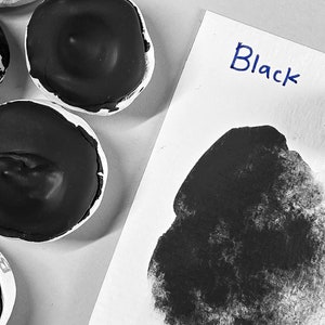 BLACK / clay pans / Handmade Watercolor Paint / Hand Mulled Paints / Watercolor Palette / Handcrafted Art Supply / Artist Gift