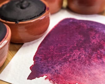 MULBERRY / clay pans / Handmade Watercolor Paint / Hand Mulled Paints / Watercolor Palette / Handcrafted Art Supply / Artist Gift