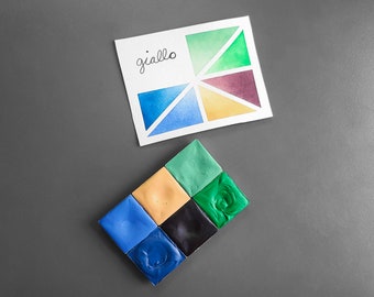 GIALLO / metal pans / Handmade Watercolor Paint / Hand Mulled Paints / Watercolor Palette / Handcrafted Art Supply / Artist Gift