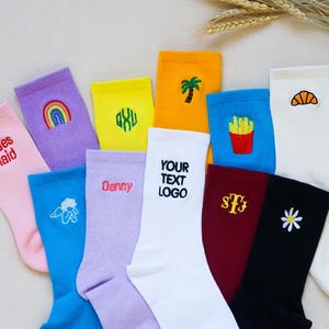 Custom Embroidered Cotton Socks: Personalized Logo Gift, Party Favors