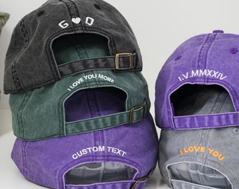 Gorra de béisbol con texto bordado personalizado: Gorra de algodón personalizada