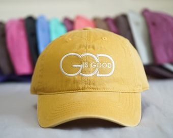 Gott ist gut Bestickte Baseballmütze: Vintage Christian Cap