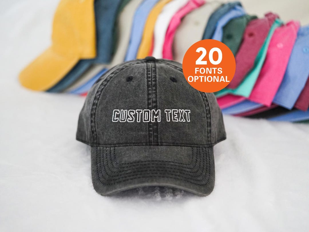 Custom Text Baseball Hats, Unisex Caps, Vintage Style Trucker Hat ...
