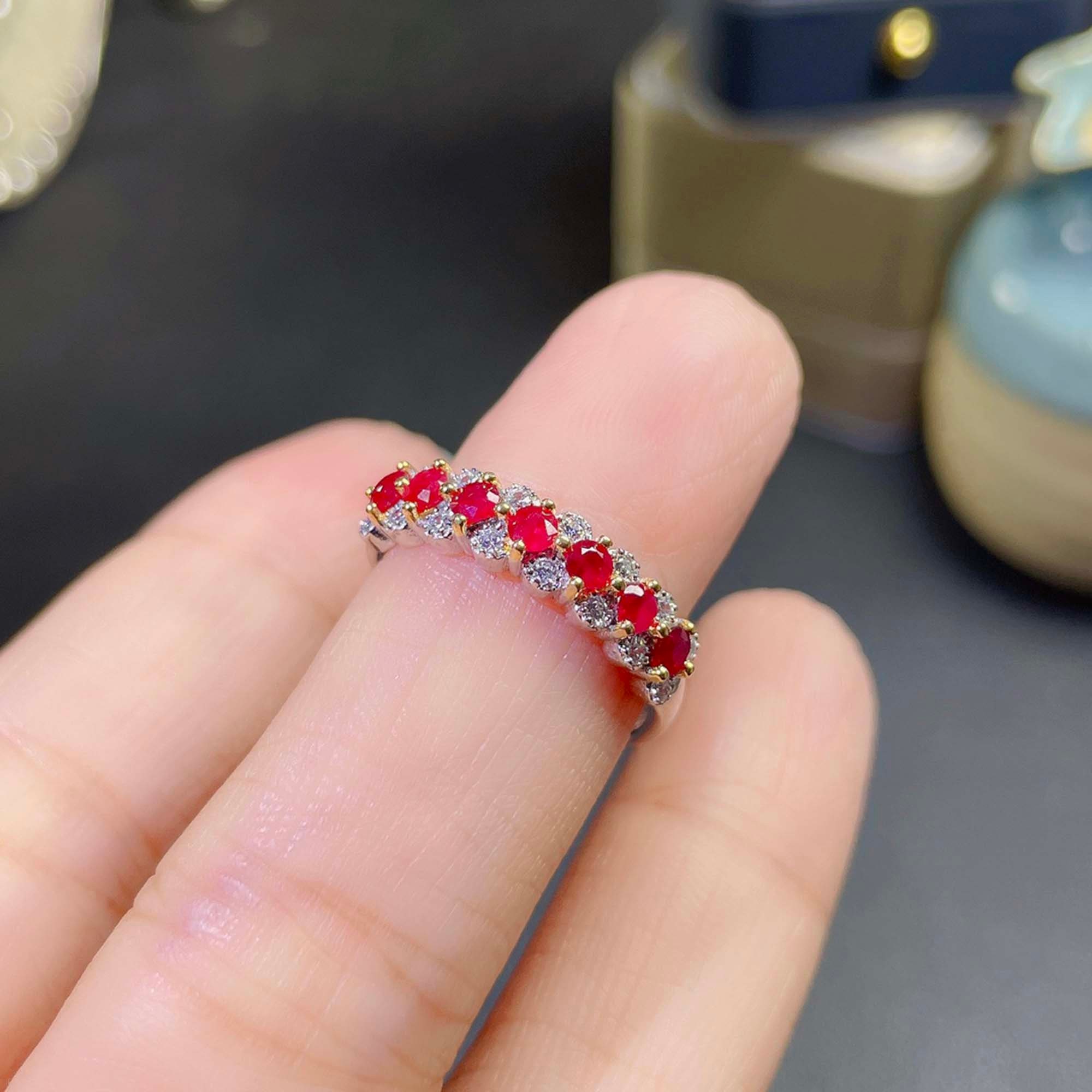 Ruby Band Handmade Sterling Silver Multi Stones Band Ring | Etsy