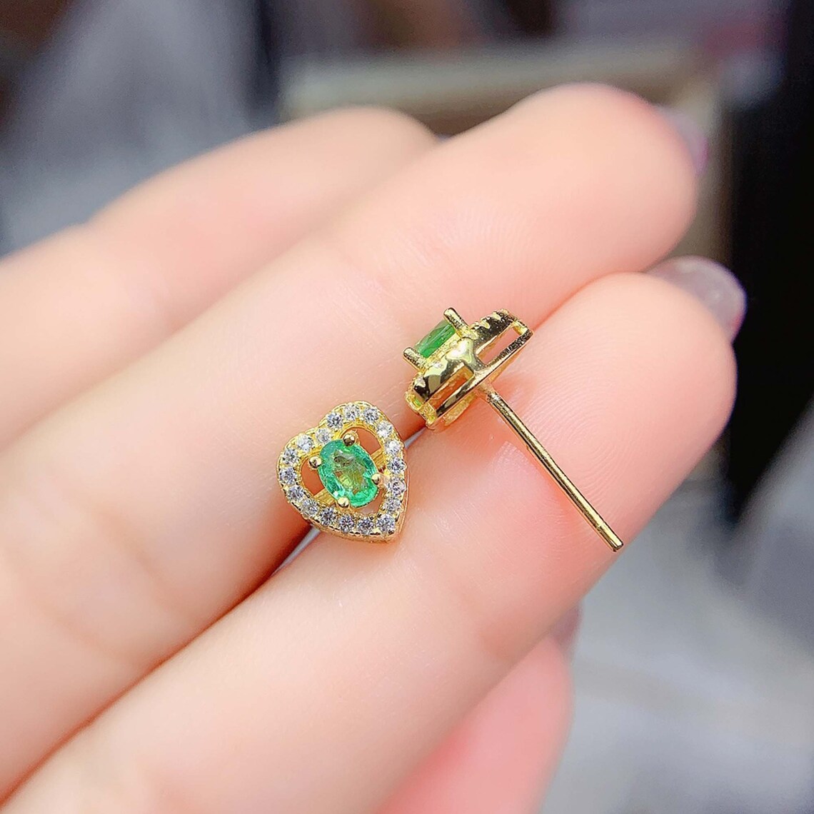 Emerald earrings for little girl Clearance