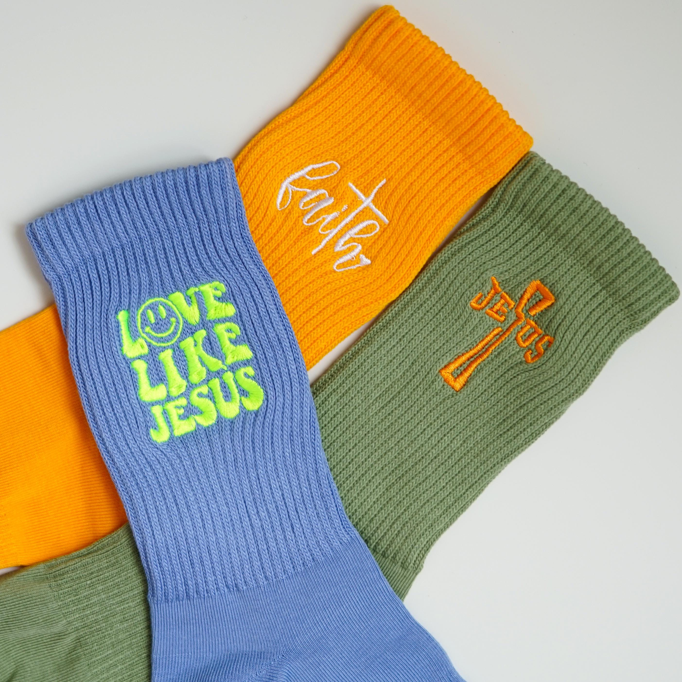 Embroidered Jesus Socks: Christian Unisex Cotton Crew Socks - Etsy