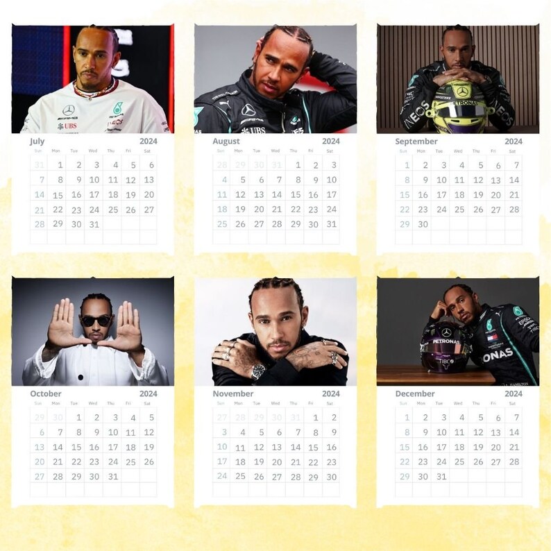 Lewis Hamilton Calendar 2024 Wall Calendar Gift for Her Etsy