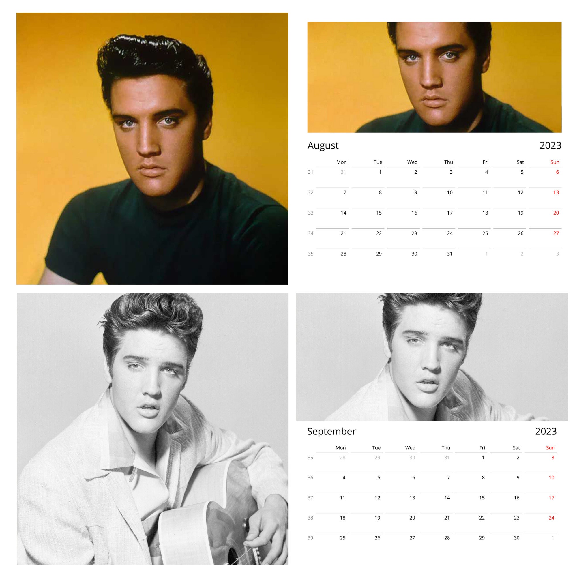 Elvis Presley Wall Calendars Etsy Elvis Presley Wall Calendars Etsy