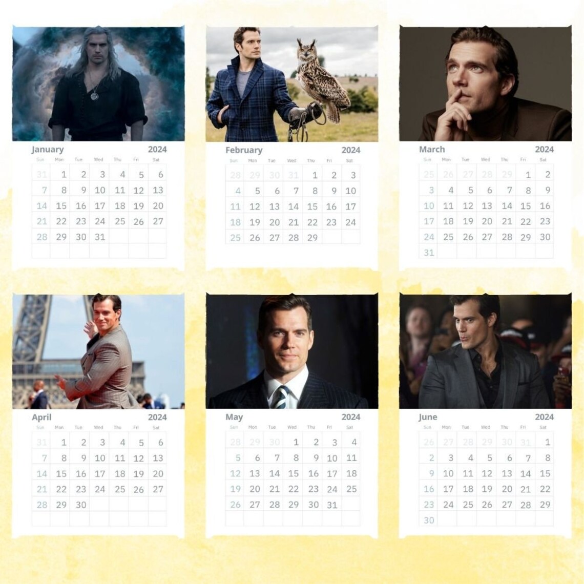 Henry Cavill Calendar 2024 Wall Calendar Gift for Her Etsy