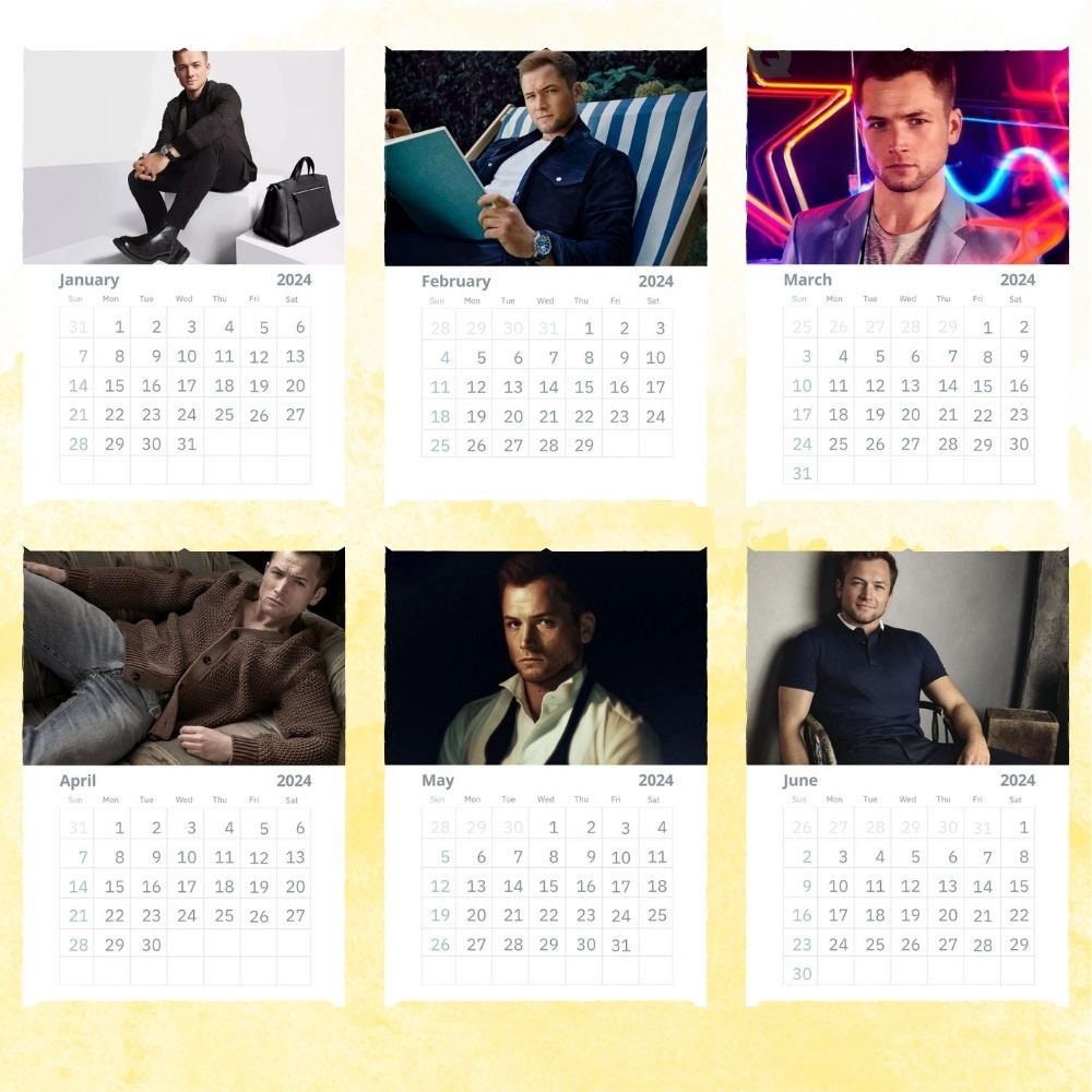 Taron Egerton Calendar 2024 Wall Calendar Gift for Her Etsy