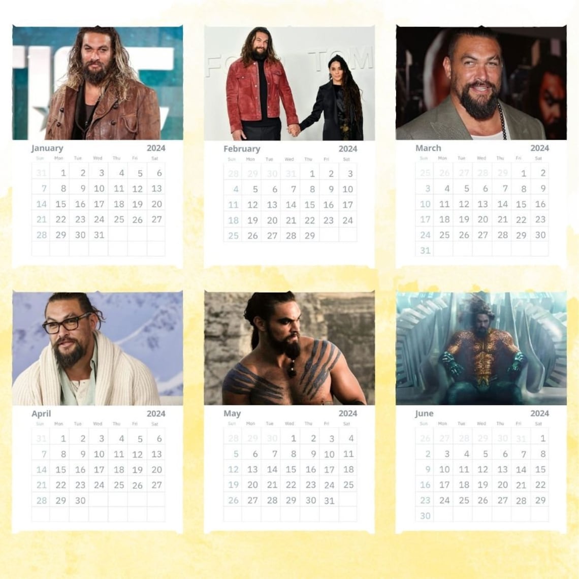 Jason Momoa Calendar 2024 Vol 2 Wall Calendar Gift for Her Etsy Australia