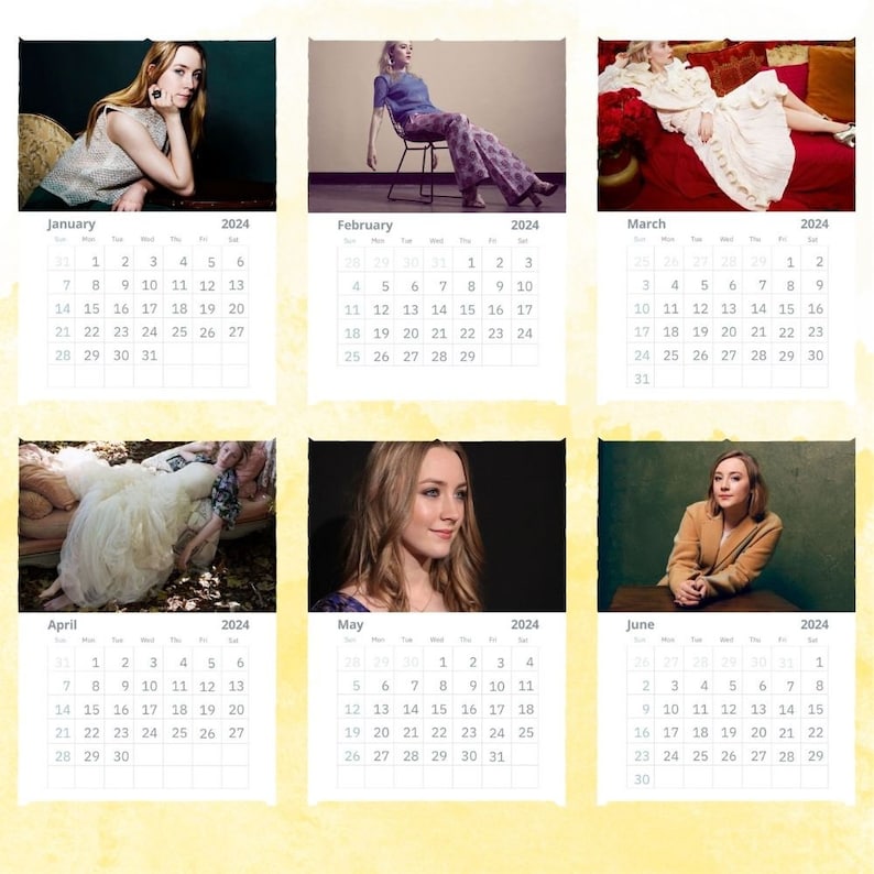 Saoirse Ronan Calendar 2024 Wall Calendar Gift for Her Etsy