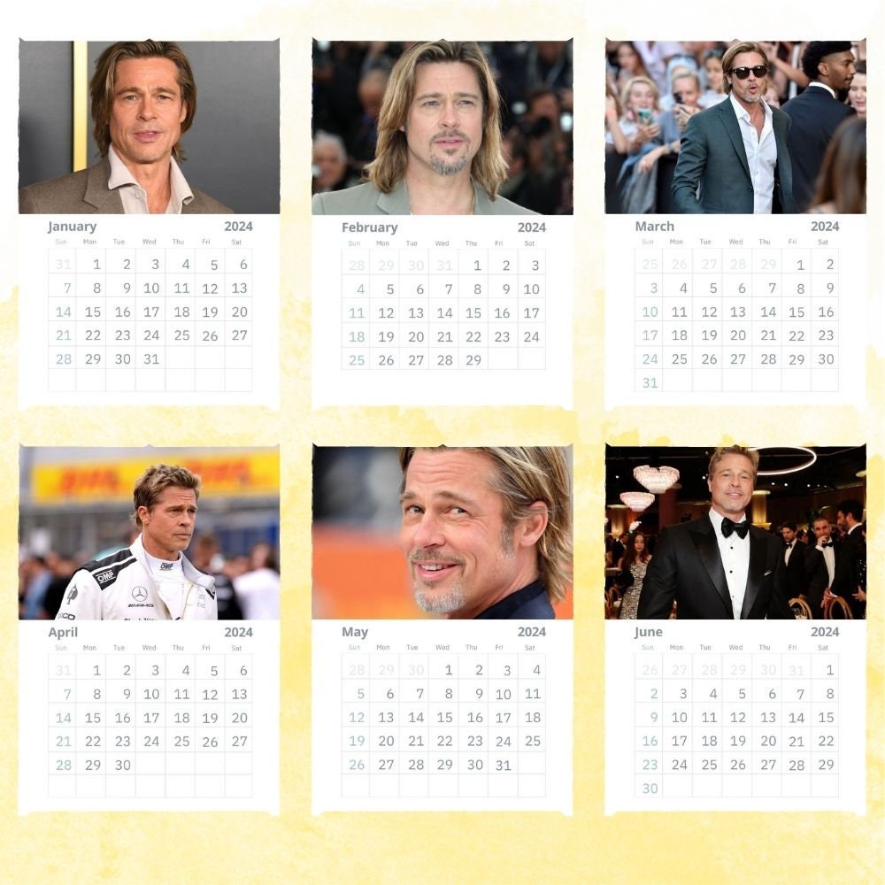 Calendario Brad Pitt 2025 / Calendario de pared / Regalo para Etsy México