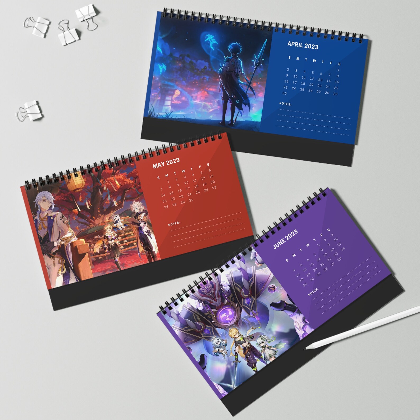 Calendario Genshin Impact 2023 Calendario de Anime Kaeya Etsy España