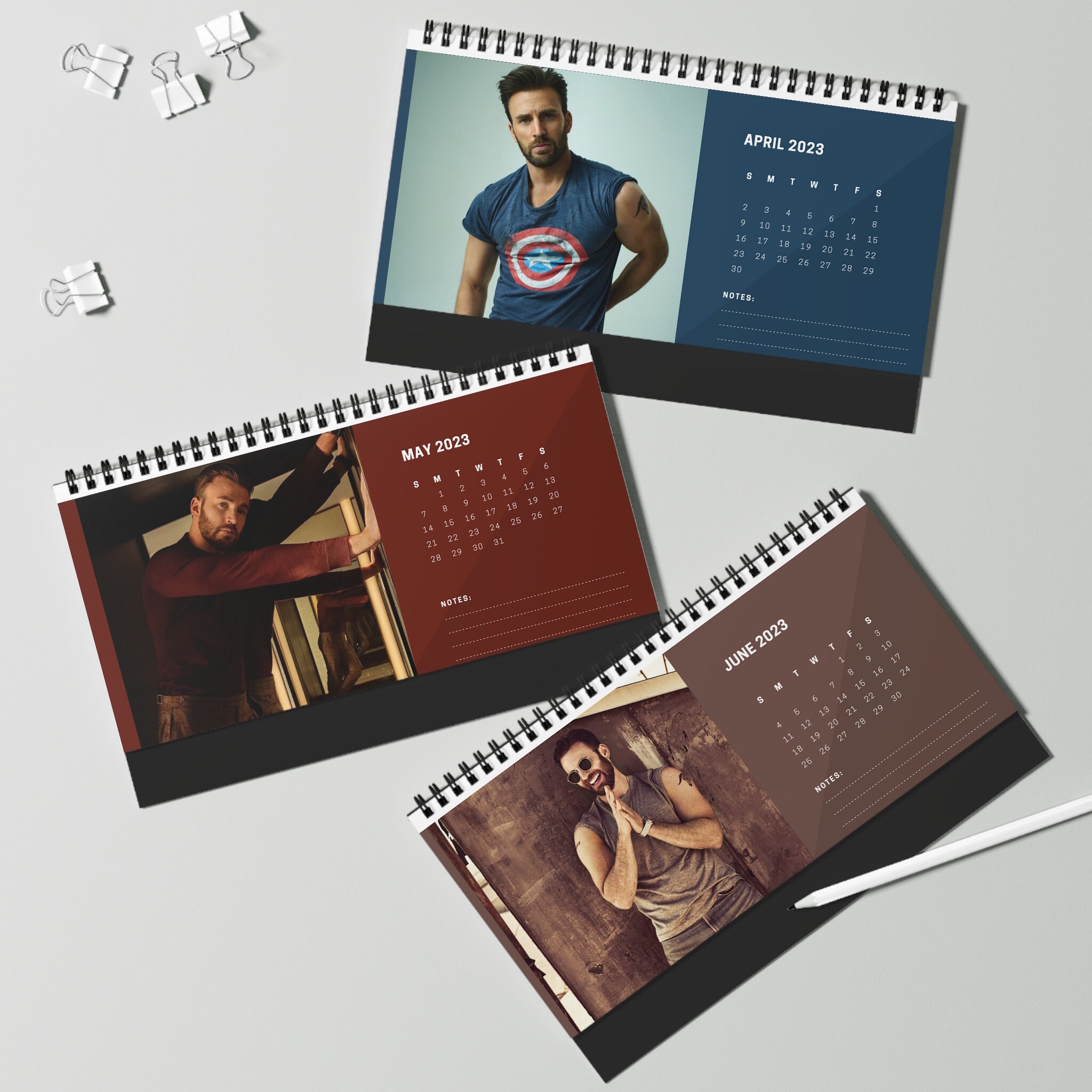 Chris Evans Calendar 2023 2023 Wall Calendar Celebrity Etsy