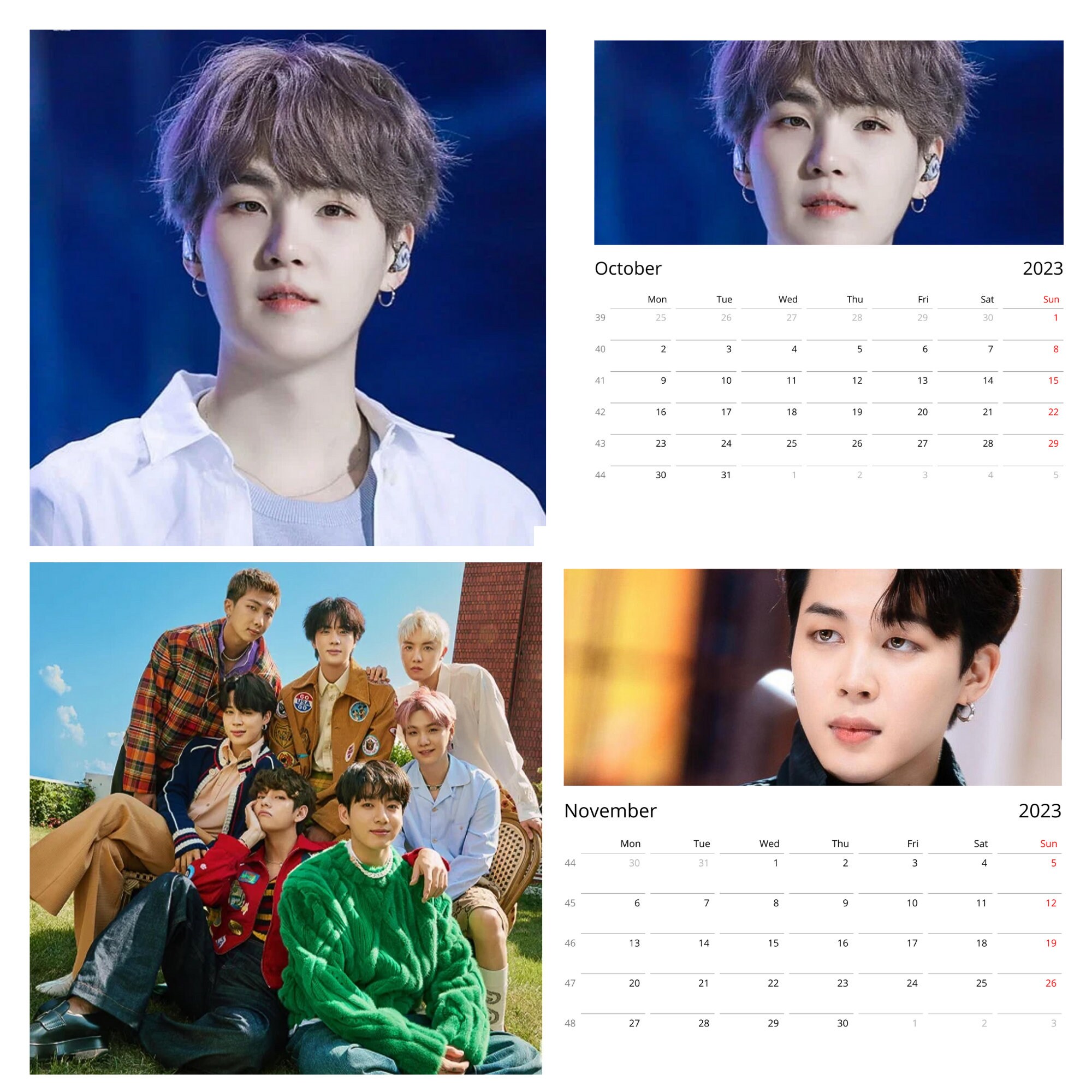 Personalized BTS Wall Calendars 2023 Etsy