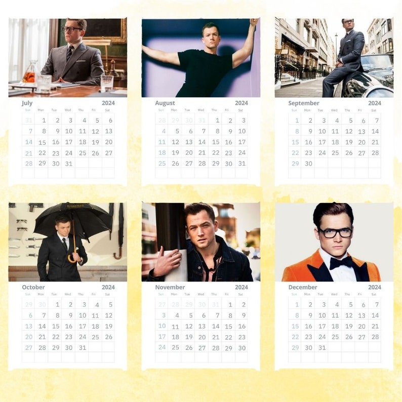 Taron Egerton Calendar 2024 Wall Calendar Gift for Her Etsy