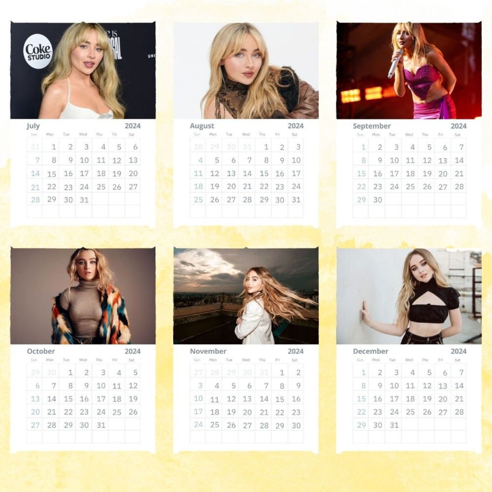 Sabrina Carpenter Calendar 2024 Wall Calendar Gift for Her Etsy