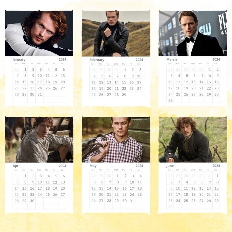 Sam Heughan Calendar 2024 Wall Calendar Gift For Her Etsy