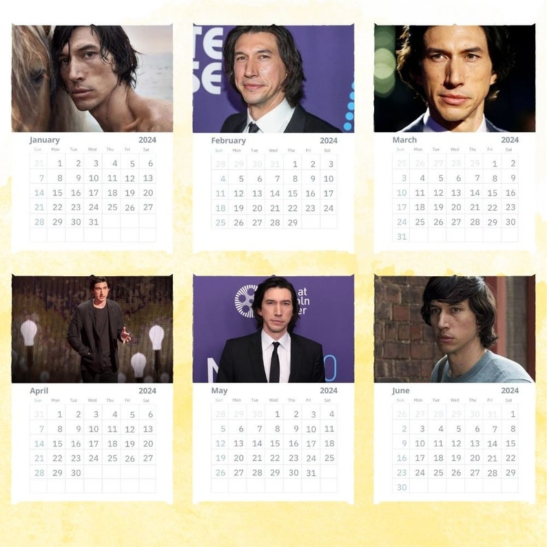 Adam Driver Calendar 2024 Wall Calendar Gift for Her Etsy