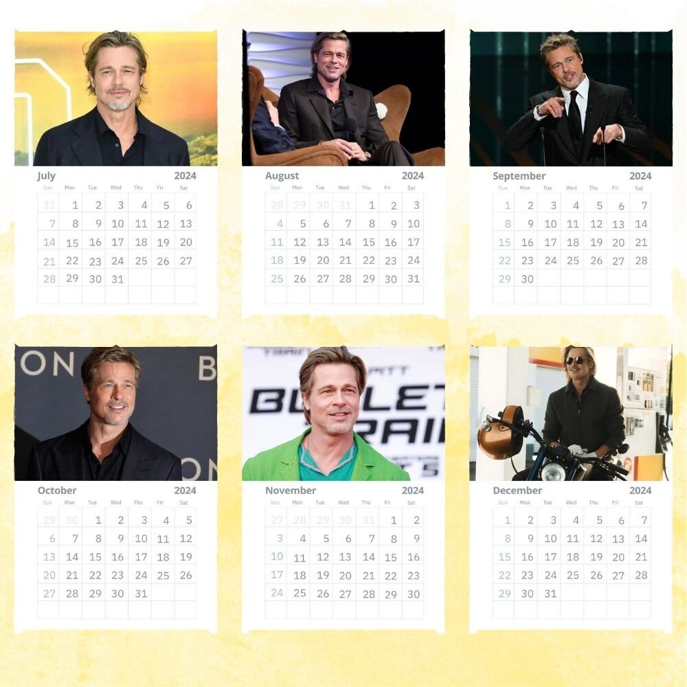 Calendario Brad Pitt 2024 / Calendario de pared / Regalo para Etsy México