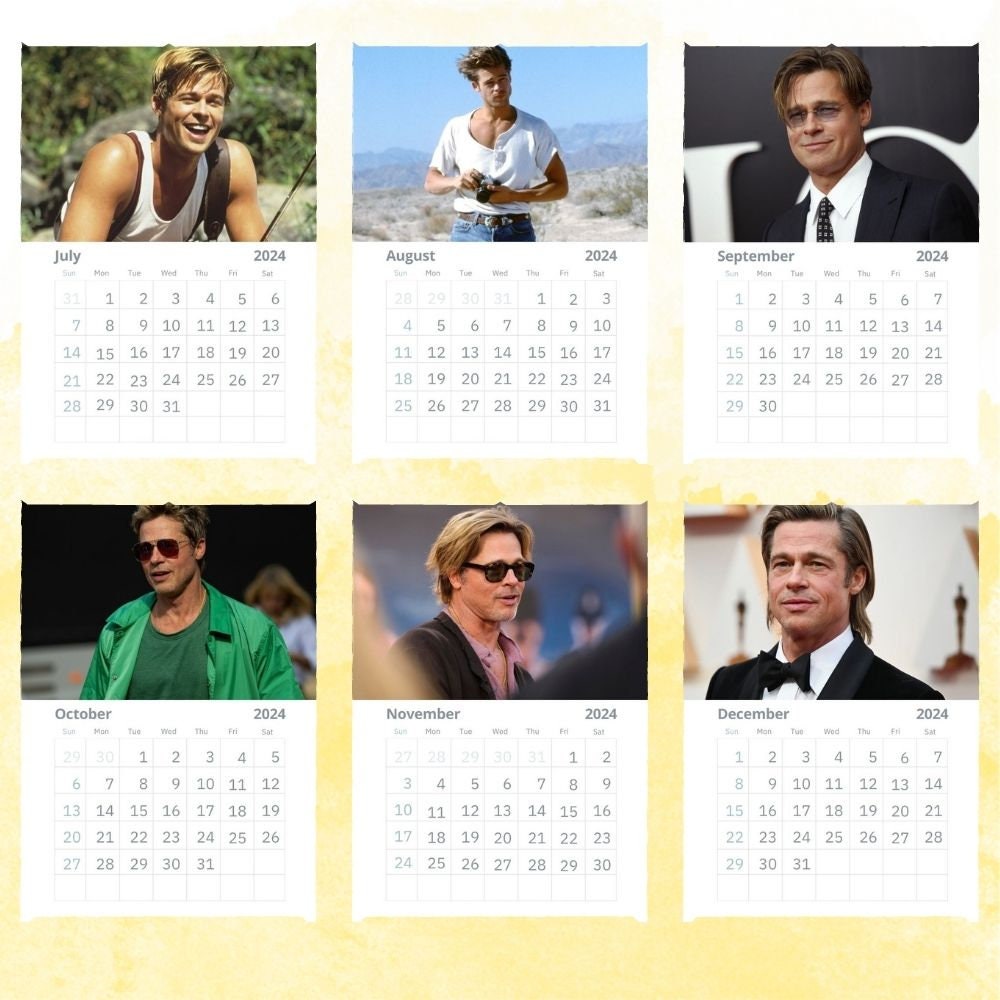 Brad Pitt Calendar 2024 Wall Calendar Gift for Her sold by