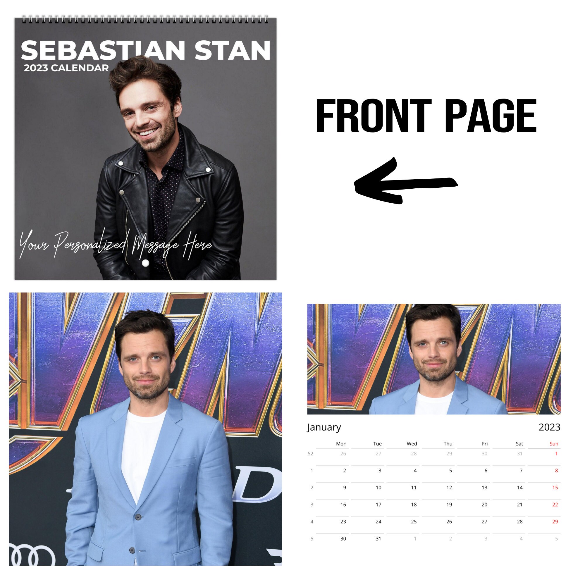 2023 Sebastian Stan Wall Calendars Personalized Gift for Etsy