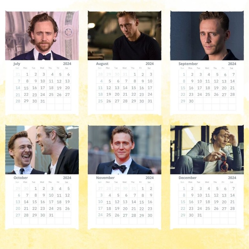 Tom Hiddleston Calendar 2024 Wall Calendar Gift for Her Etsy