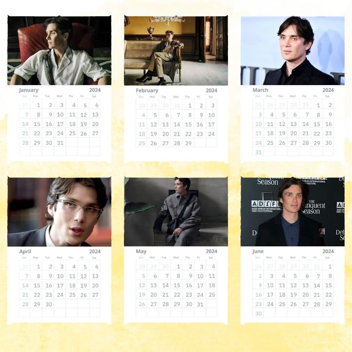 Cillian Murphy Calendar 2024 Wall Calendar Gift for Her Etsy