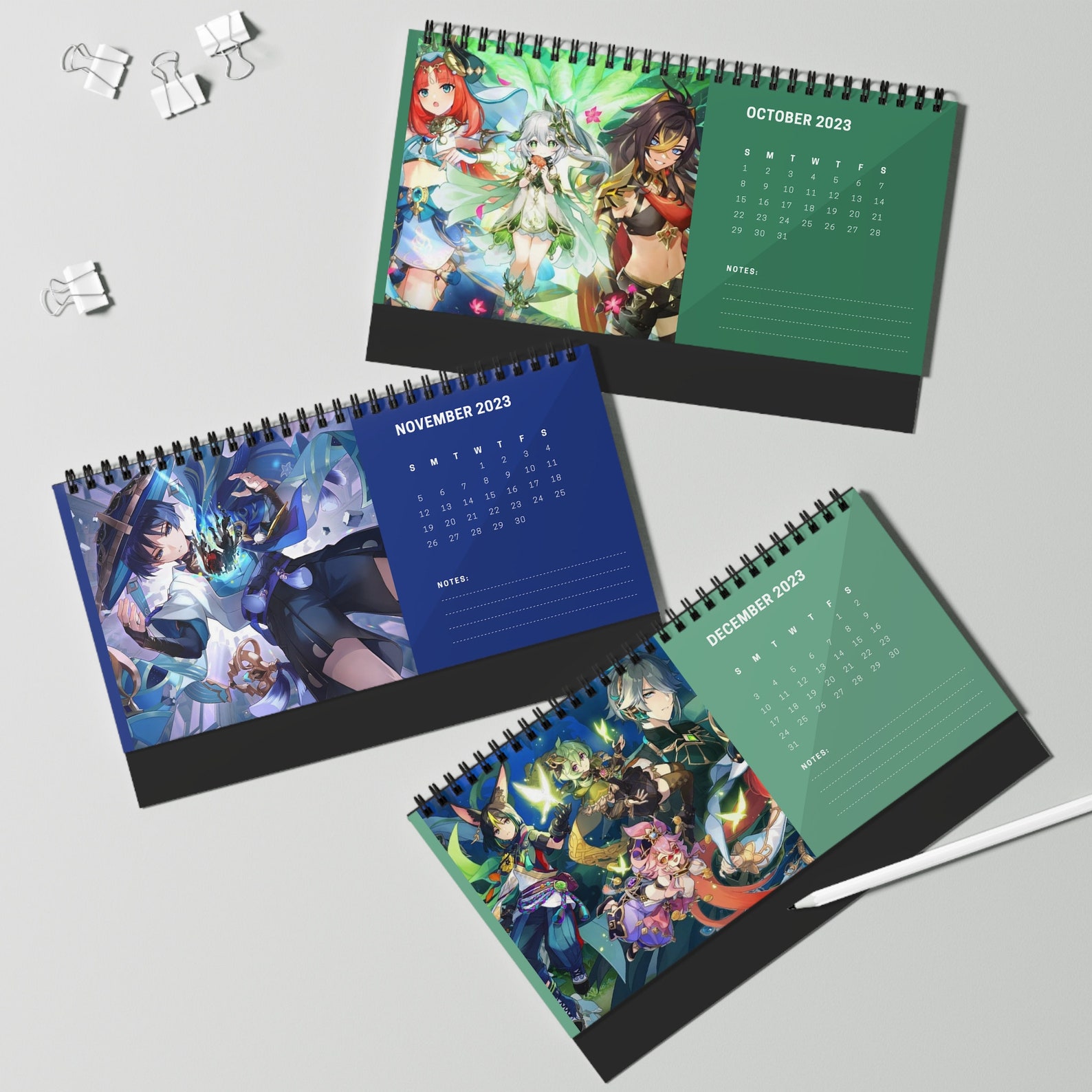 Calendario Genshin Impact 2023 Calendario de Anime Kaeya Etsy España