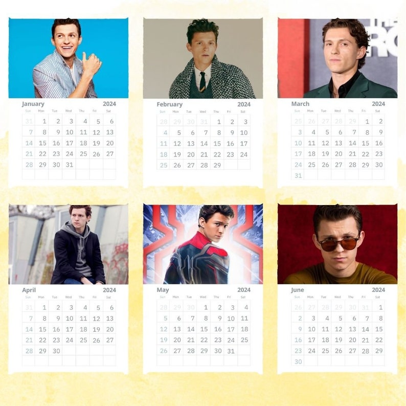 Tom Holland Calendar 2024 Wall Calendar Gift For Her Etsy Australia