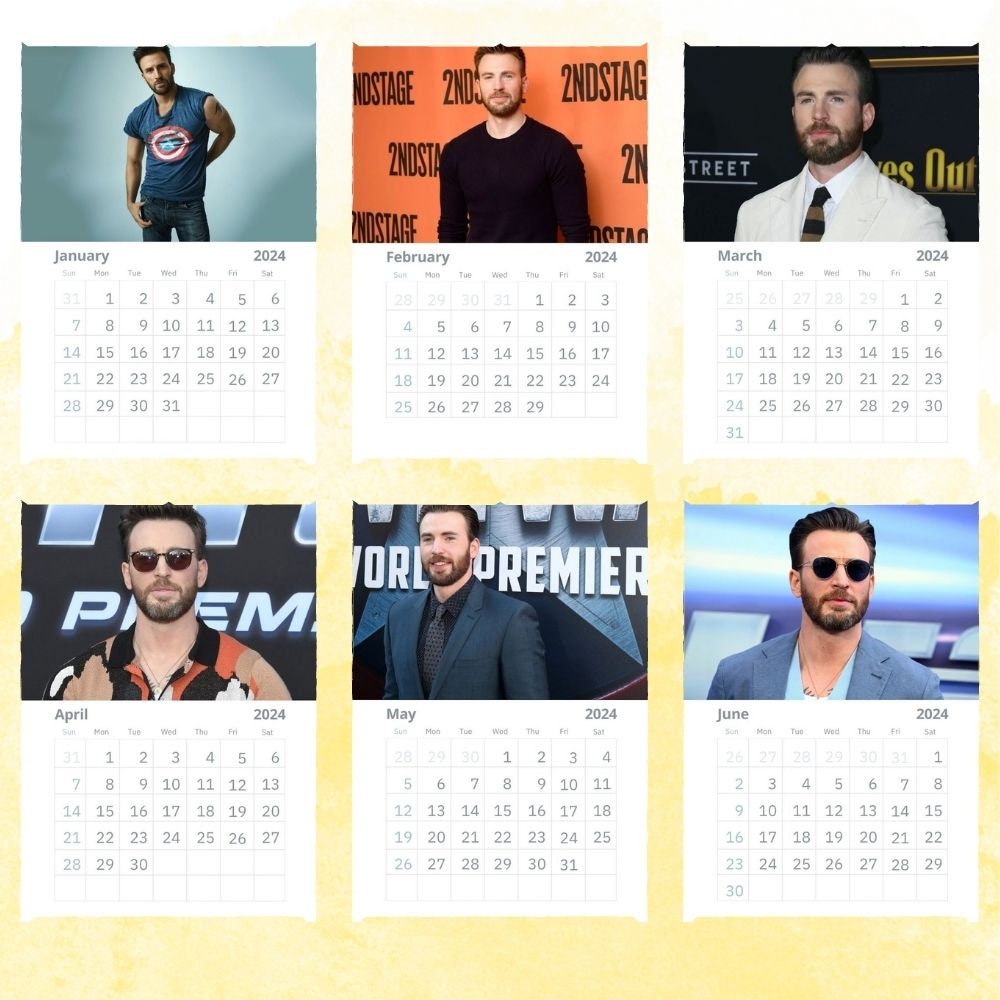Chris Evans Calendar 2024 Wall Calendar Gift for Her Etsy