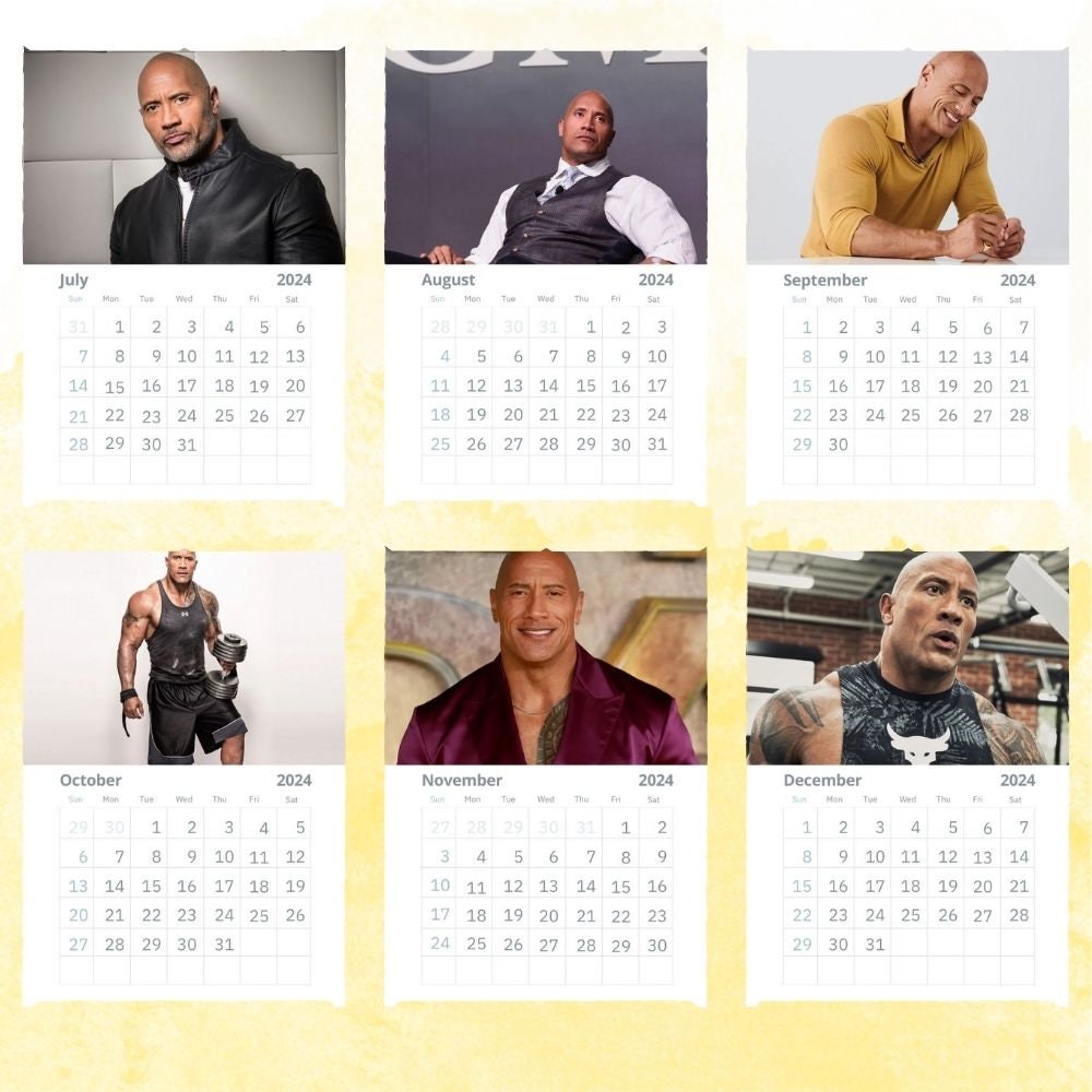 Dwayne Johnson Calendar 2024 Wall Calendar Gift for Her Etsy