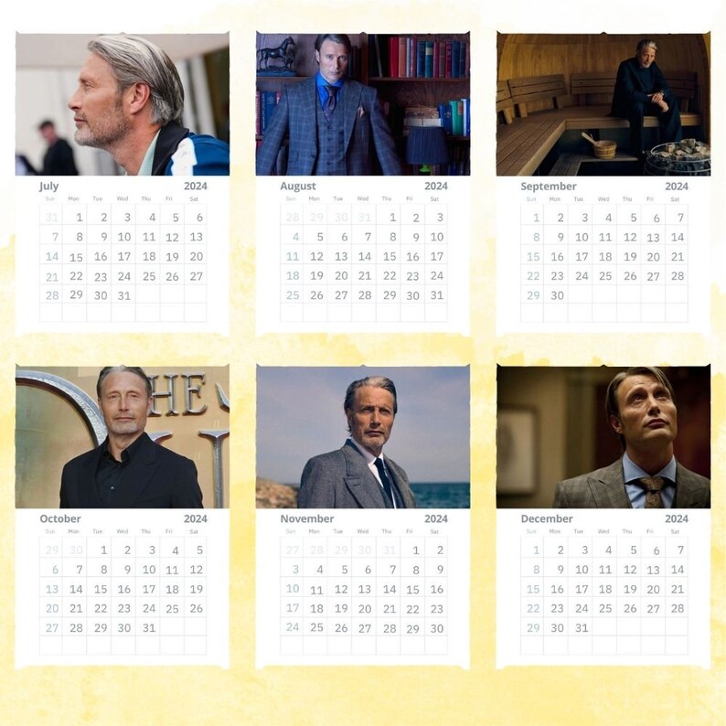 Mads Mikkelsen Calendar 2024 Wall Calendar Gift for Her Etsy