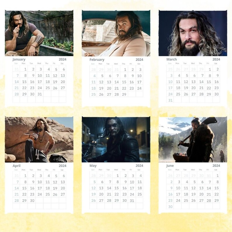 Jason Momoa Calendar 2024 Wall Calendar Gift for Her Etsy