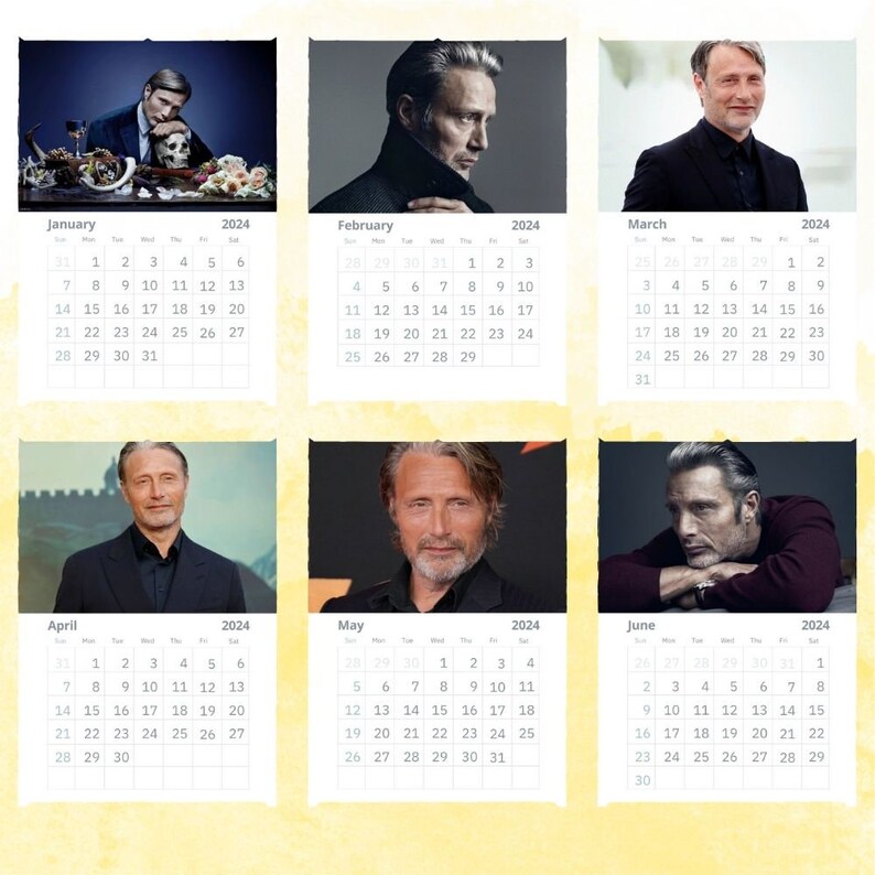Mads Mikkelsen Calendar 2024 Wall Calendar Gift for Her Etsy
