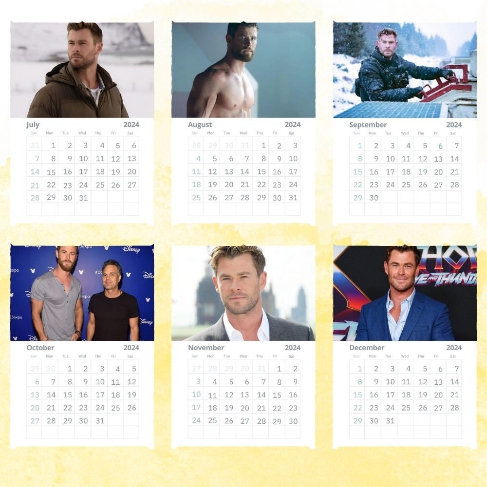 Chris Hemsworth Calendar 2025 Wall Calendar Gift for Her Etsy