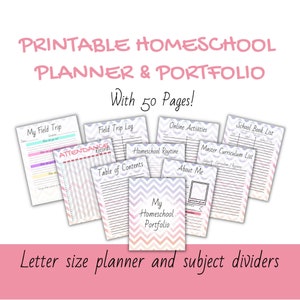 Homeschool Portfolio Bundle // Homeschool-Anwesenheits-Tracker // Homeschool-Portfolio // Homeschool-Auswertungsmappe - Rainbow Chevron
