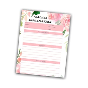 Teacher Information Digital File! Printable Teacher Planner