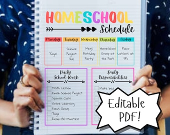 Homeschool Routine Record Log Tracker Sheet // Planner or Attendance Log // Homeschool Resources - Rainbow