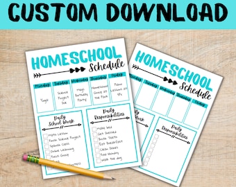 Homeschool Routine Record Log Tracker Sheet // Planner of Aanwezigheidslog // Homeschool Resources - Blauw