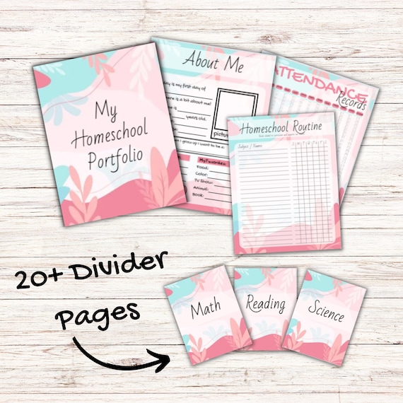 Neutral Floral Homeschool Portfolio Bundle – Printable Student Binder (PDF)