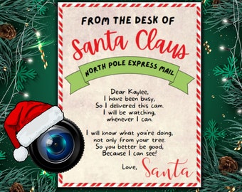 Santa Cam Letter WITH CAMERA PRINT – Printable & Editable Santa Claus Letter from the Desk of Sant! Delivered by the North Pole Express Mail